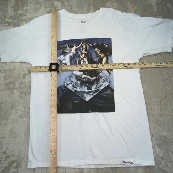 Diamond Supply Co. Virgin Mary Graphic White Crewneck Men’s Street T-Shirt Sz L - Picture 3 of 8